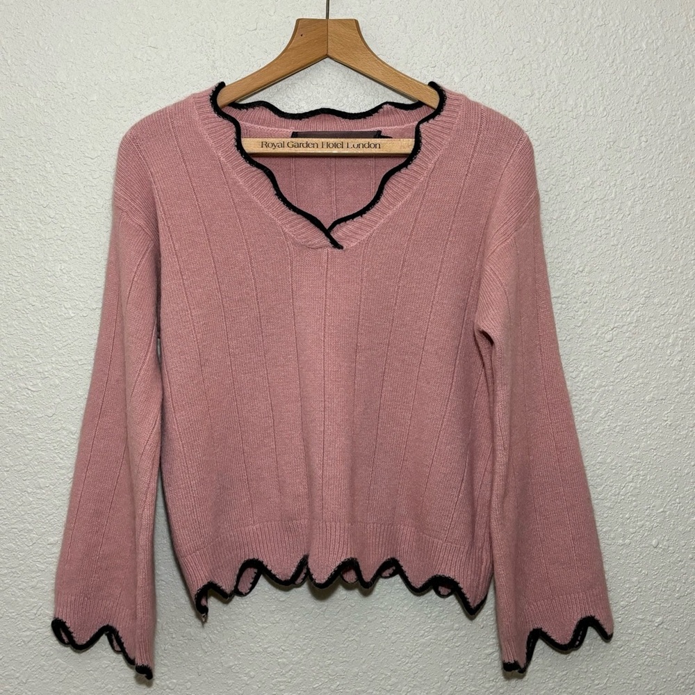 Code X Mode Scalloped Hem Sleeve Angora Blend Pin… - image 2
